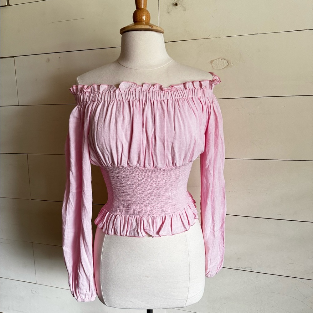 NWT DISSH Eden Off Shoulder Linen Smocked Top